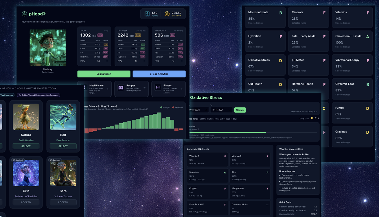 pHood mobile + web previews
